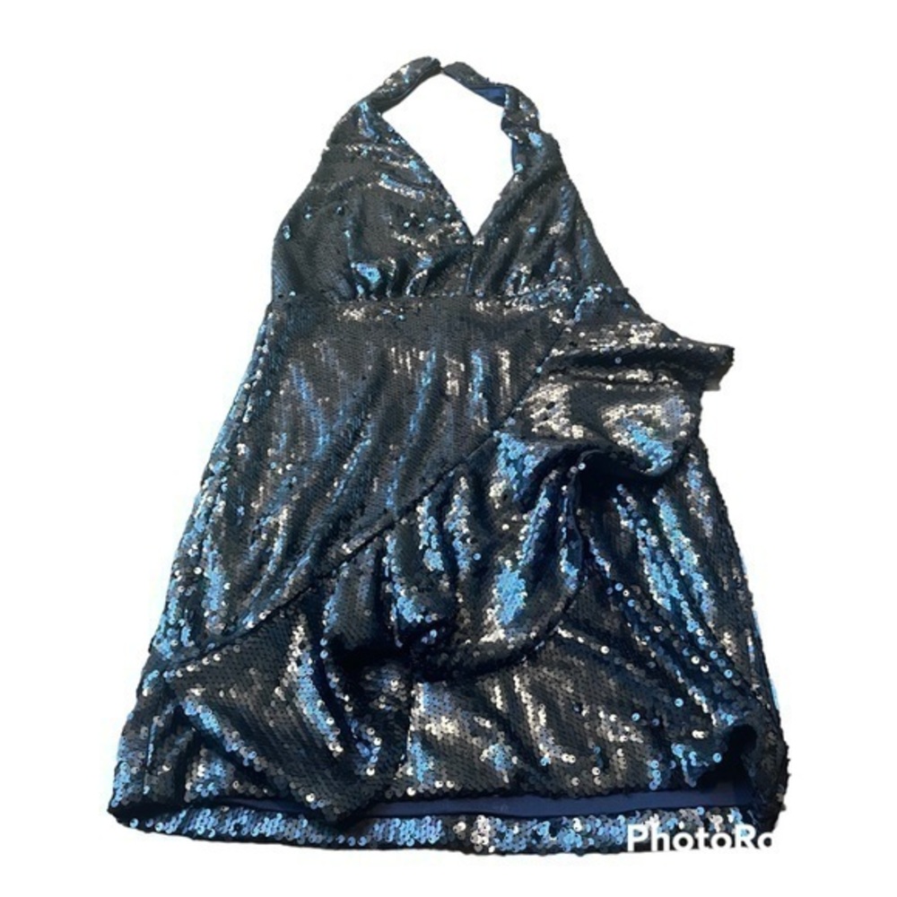 Do + Be navy blue Sequin dress with ruffle and halter top